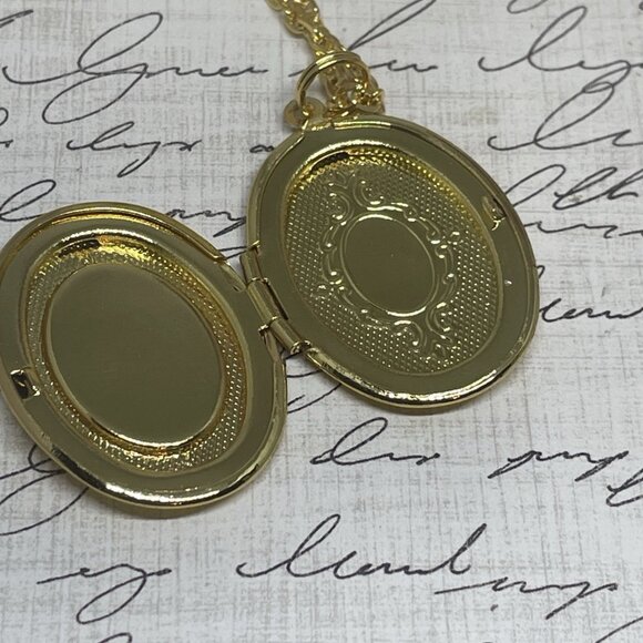 Gold Memorial Jewelry Pink Hummingbird Cameo Locket Necklace Pendant Wedding - Picture 6 of 8